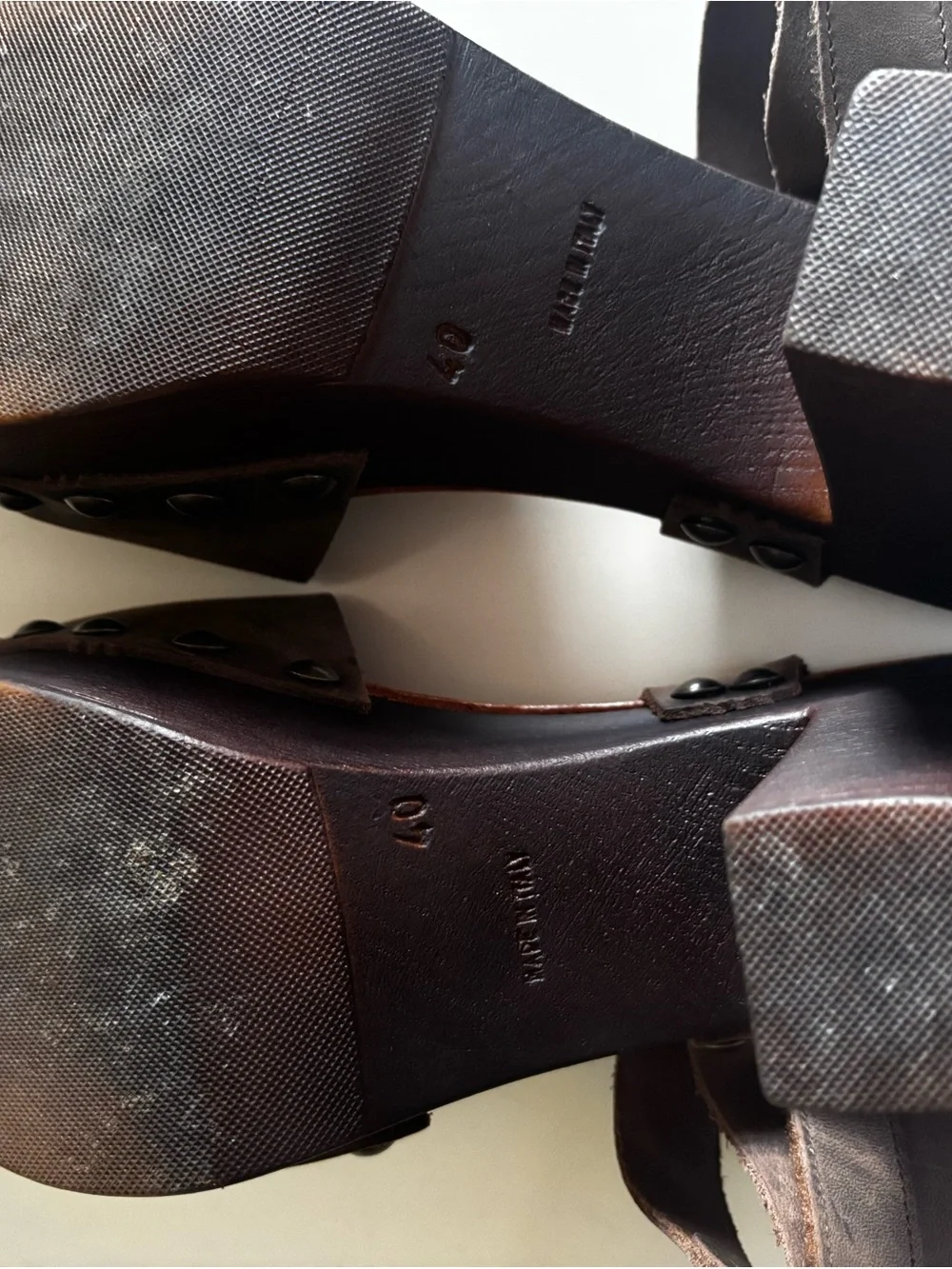 Mila Paoli Dark Brown Leather Wedge Sandals